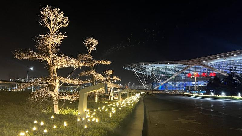 3400盏萤火虫灯点亮夜空!李沧启动火车北站景观照明提升工程